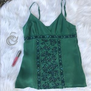 NWOT Fossil Silk Embroidered Top